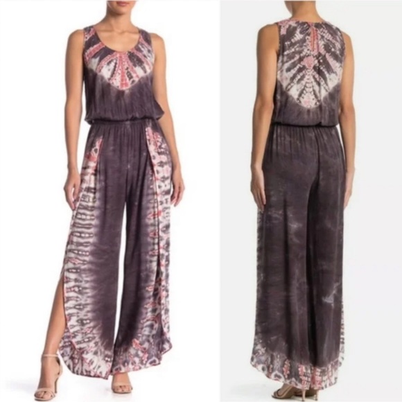 Young Fabulous & Broke Pants - Young Fabulous and Broke Payson Tie-Dye Split Leg Jumpsuit